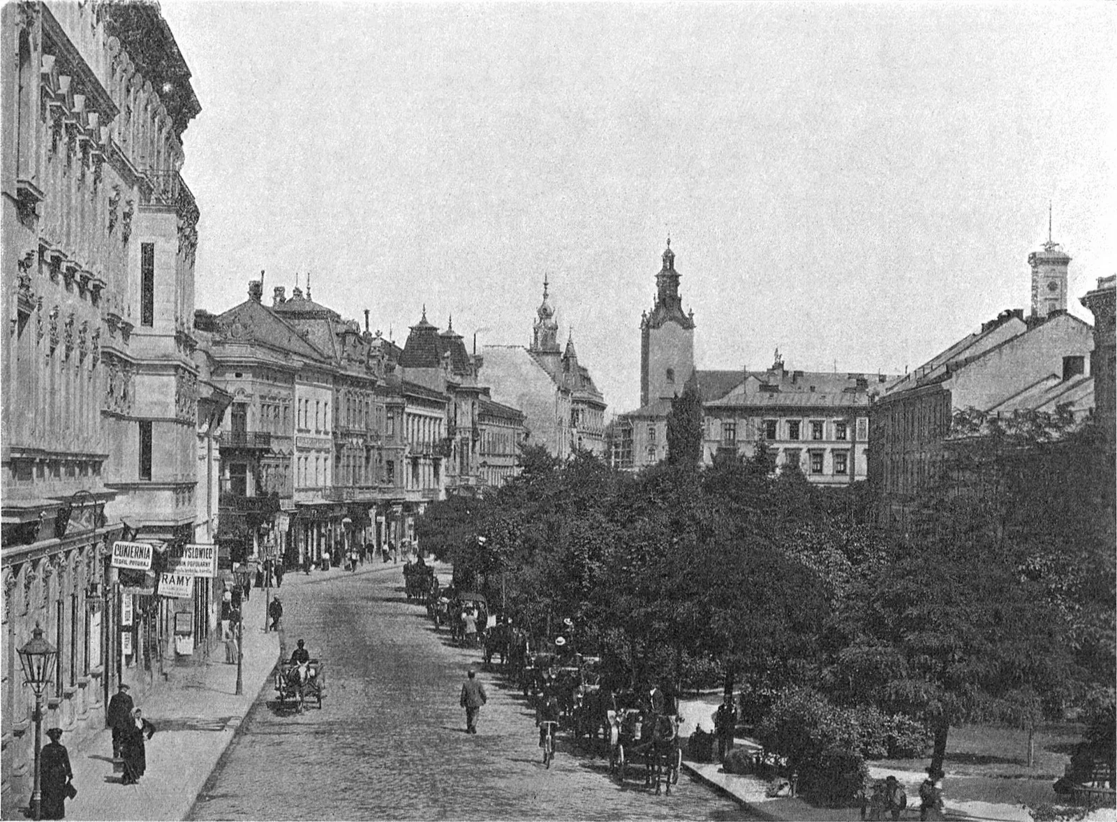 Akademicka-Straße in Lemberg — die akademische Hauptachse der Stadt, um 1904.
